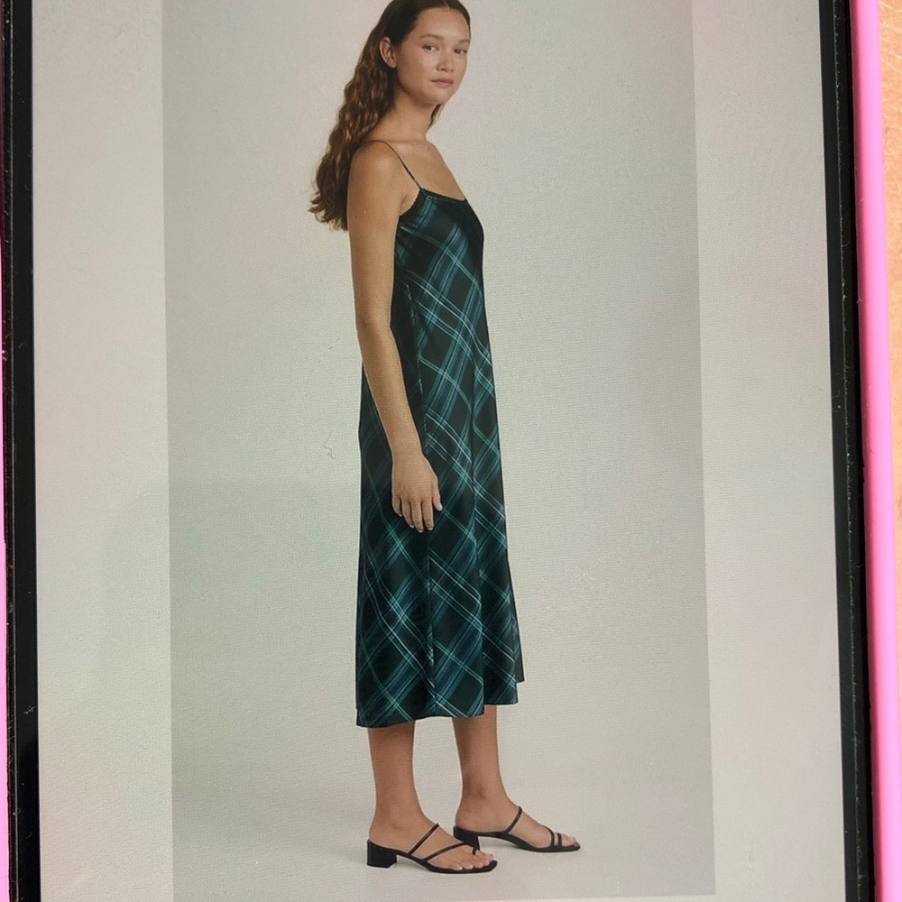 New Vince Plaid Lace Trim Dress - Picture 3 of 16